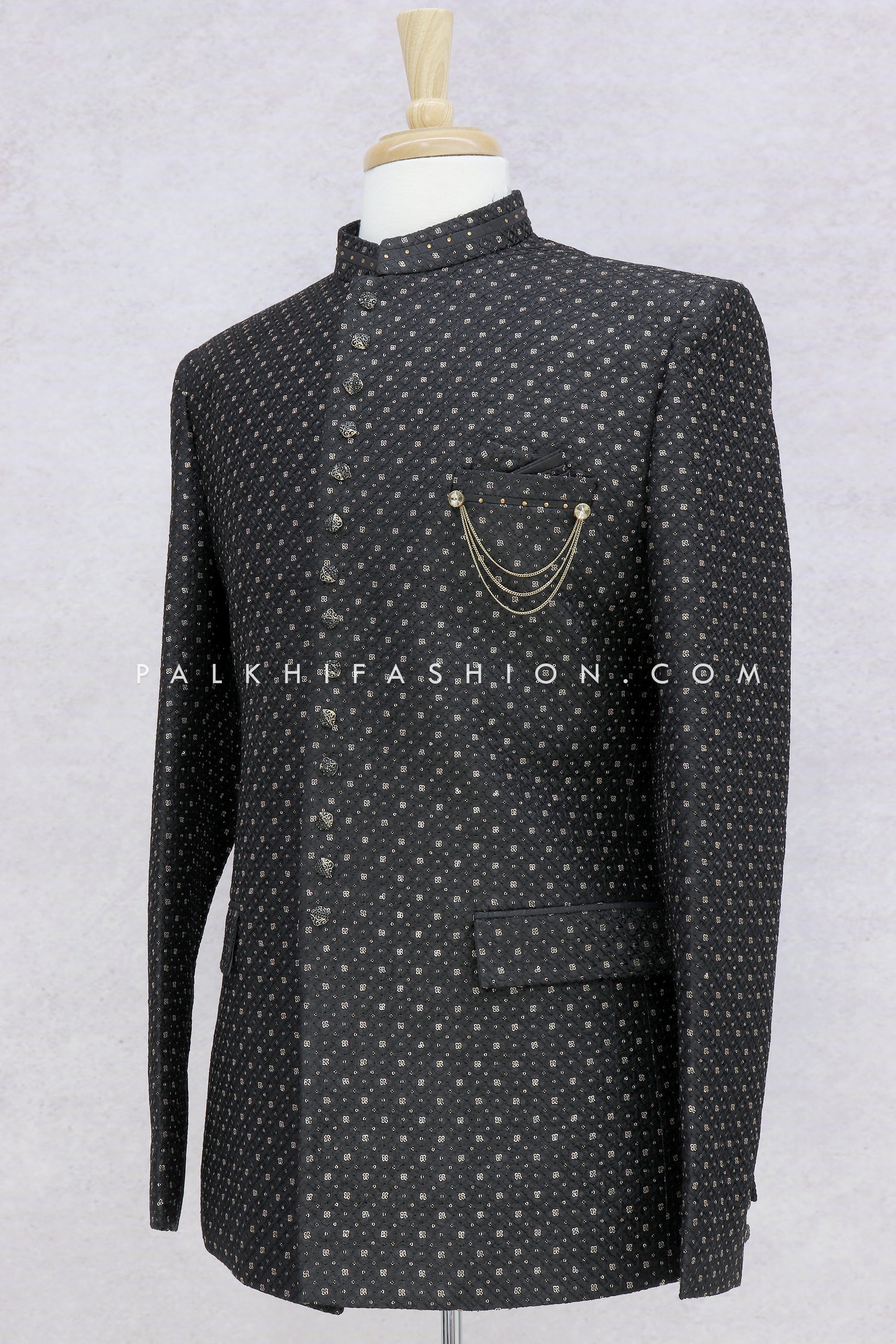 Black Embroidered Bandhgala Jodhpuri Suit Latest 1023MW05